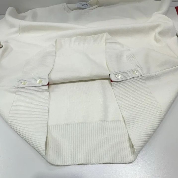 Thom Browne Thom Browne Classic Stripe White Knit Sweater Size US M / EU 48-50 / 2 - 7 Thumbnail