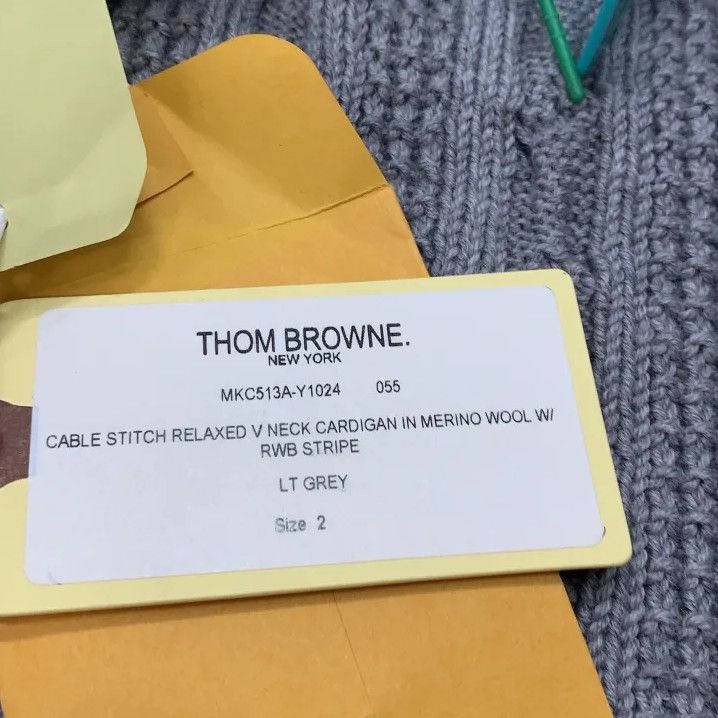 Thom Browne Thom Browne Gray V-Neck Button-Up Knit Sweater Size US S / EU 44-46 / 1 - 3 Thumbnail