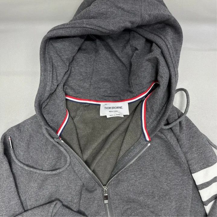 Thom Browne Thom Browne Gray Classic Four Stripes Zip Hoodie Size US M / EU 48-50 / 2 - 5 Thumbnail