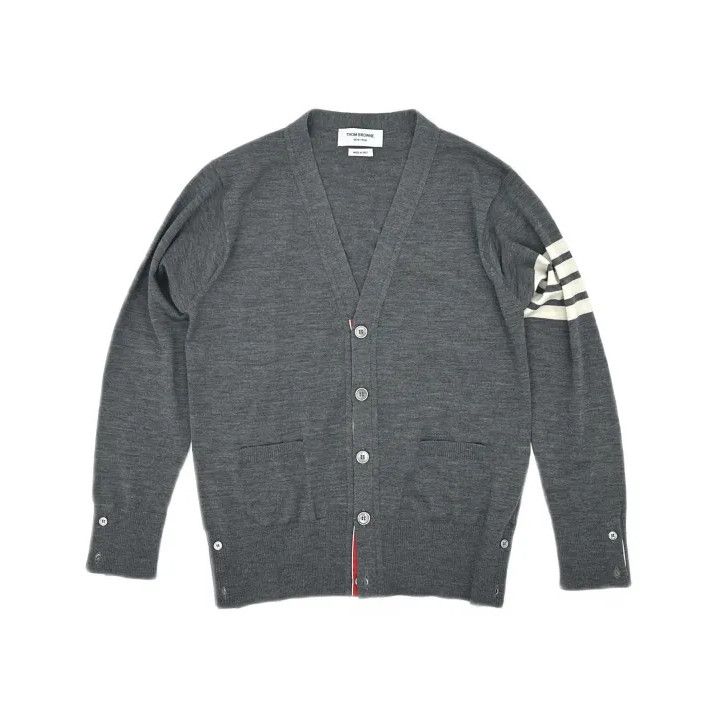 Thom Browne Thom Browne Gray V-Neck Button Cardigan For Men Size US S / EU 44-46 / 1 - 2 Thumbnail