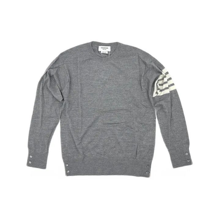 Thom Browne Thom Browne Gray Crew Neck Wool Sweater Size US M / EU 48-50 / 2 - 2 Thumbnail