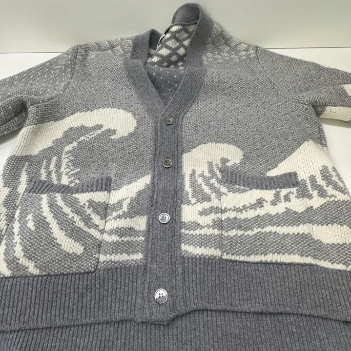 Thom Browne Thom Browne Geometric Pattern V-Neck Cardigan Size US M / EU 48-50 / 2 - 12 Thumbnail