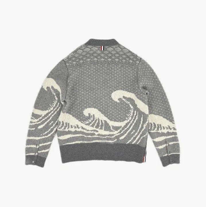 Thom Browne Thom Browne Geometric Pattern V-Neck Cardigan Size US M / EU 48-50 / 2 - 3 Thumbnail