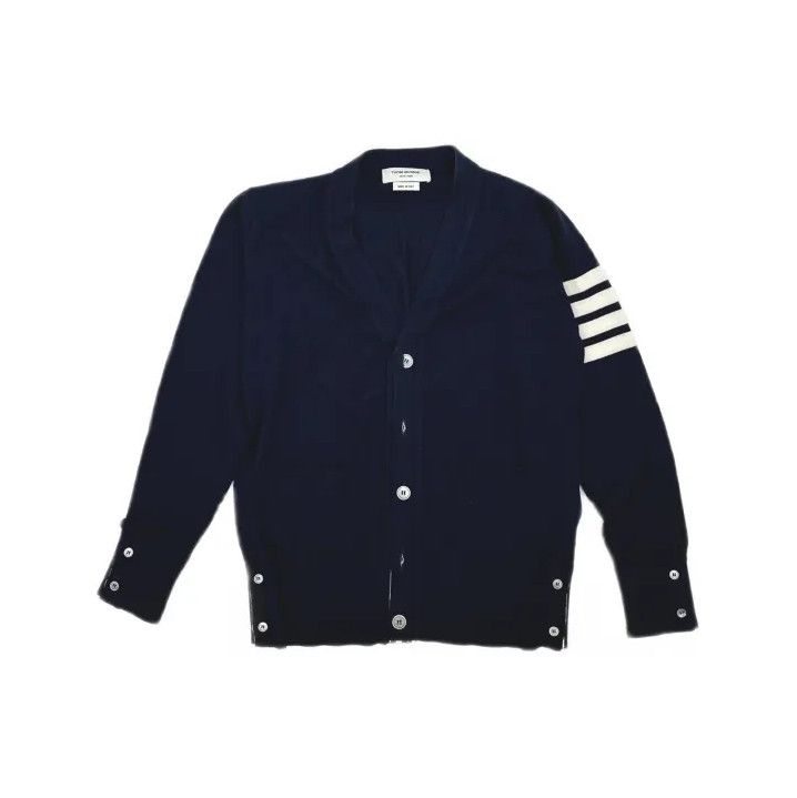 Thom Browne Thom Browne Classic Navy V-Neck Cardigan for All Size US M / EU 48-50 / 2 - 2 Thumbnail