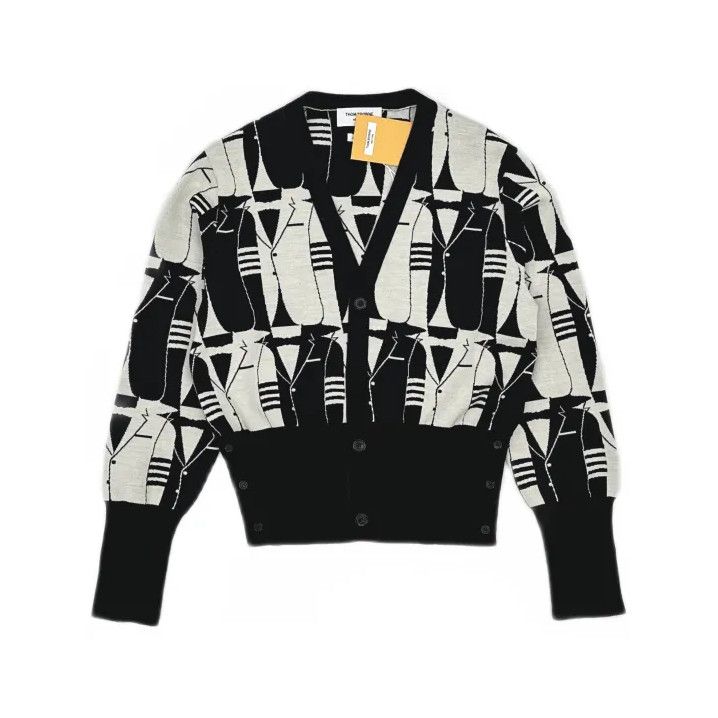 Thom Browne Thom Browne Black V-Neck Wool Sweater Size US M / EU 48-50 / 2 - 2 Thumbnail