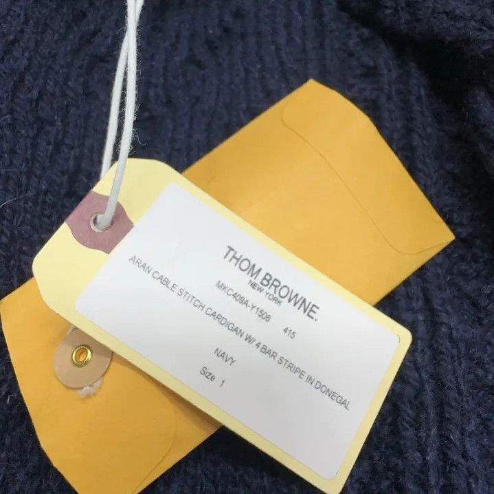 Thom Browne Thom Browne Navy V-Neck Cable Knit Sweater Size US S / EU 44-46 / 1 - 5 Thumbnail