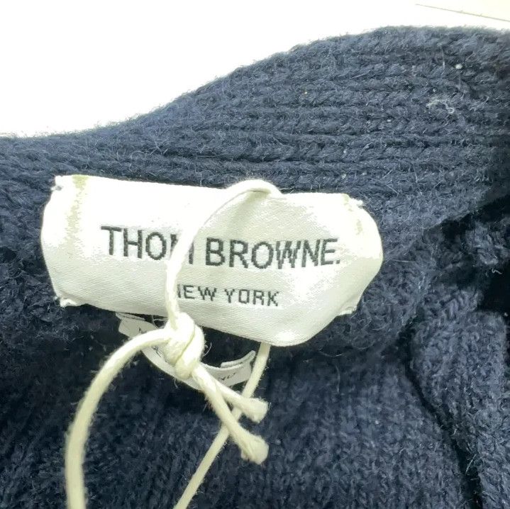 Thom Browne Thom Browne Navy V-Neck Cable Knit Sweater Size US S / EU 44-46 / 1 - 6 Thumbnail