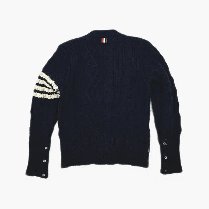 Thom Browne Thom Browne Navy V-Neck Cable Knit Sweater Size US S / EU 44-46 / 1 - 3 Thumbnail