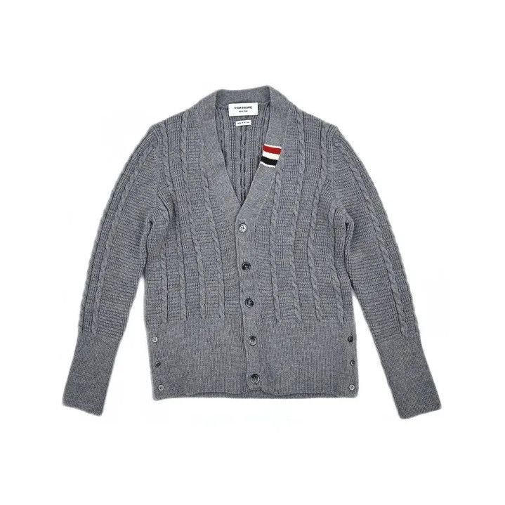 Thom Browne Thom Browne Gray V-Neck Button-Up Sweater Size US S / EU 44-46 / 1 - 2 Thumbnail