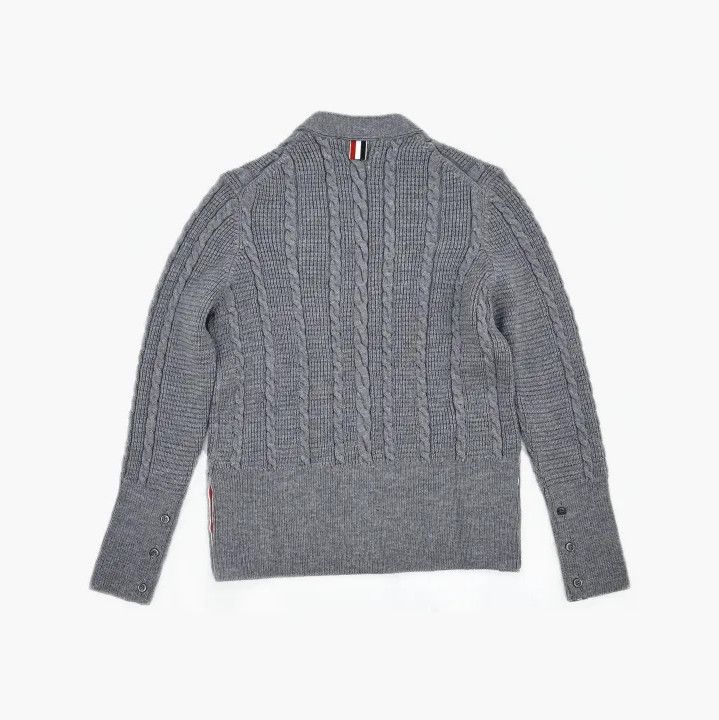 Thom Browne Thom Browne Gray V-Neck Button-Up Sweater Size US S / EU 44-46 / 1 - 3 Thumbnail