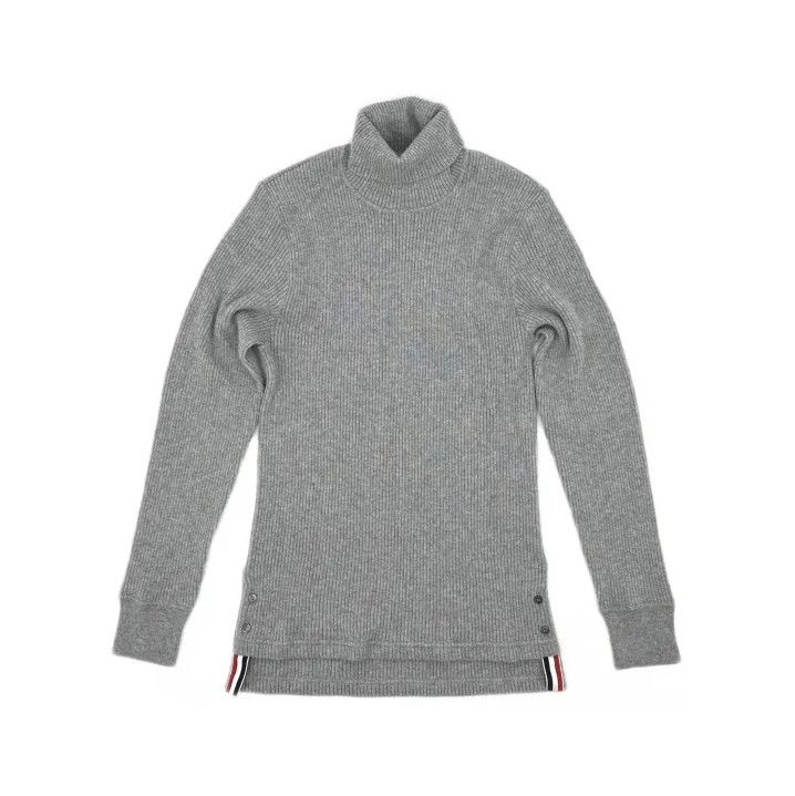 Thom Browne Thom Browne Gray Cashmere Turtleneck Sweater Size US M / EU 48-50 / 2 - 2 Thumbnail