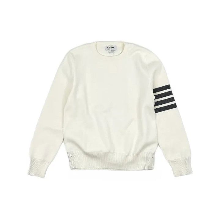 Thom Browne Thom Browne White Striped Crew Neck Sweater Size US S / EU 44-46 / 1 - 2 Thumbnail