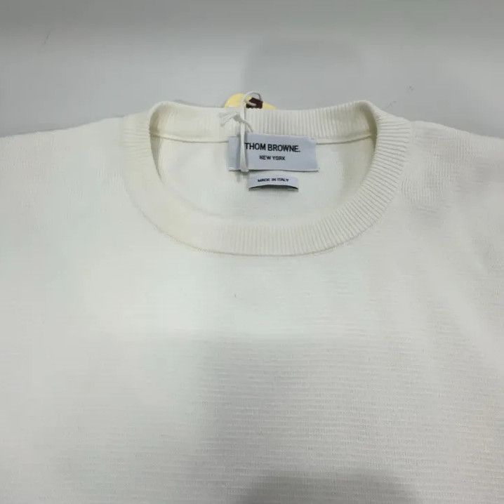 Thom Browne Thom Browne White Striped Crew Neck Sweater Size US S / EU 44-46 / 1 - 7 Thumbnail