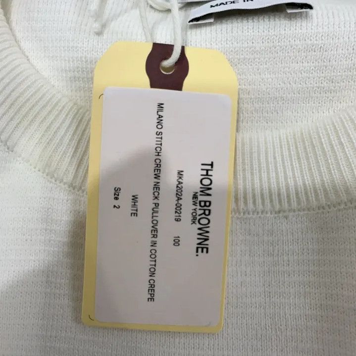 Thom Browne Thom Browne White Striped Crew Neck Sweater Size US S / EU 44-46 / 1 - 6 Thumbnail