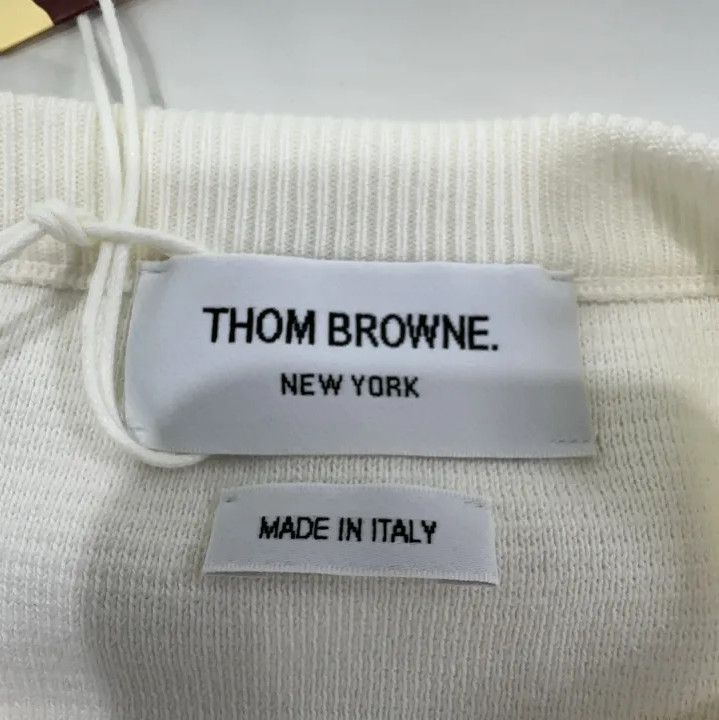 Thom Browne Thom Browne White Striped Crew Neck Sweater Size US S / EU 44-46 / 1 - 5 Thumbnail
