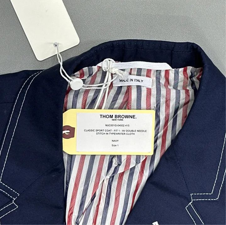 Thom Browne Thom Browne Navy Cotton Blend Suit Jacket Size US XS / EU 42 / 0 - 2 Thumbnail