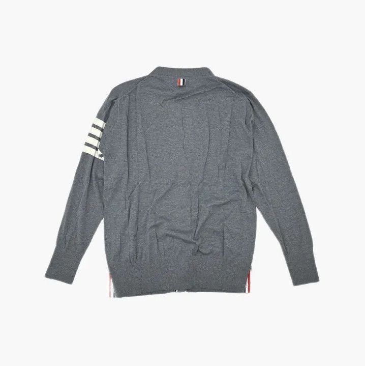 Thom Browne Thom Browne Gray V-Neck Merino Wool Cardigan Size US L / EU 52-54 / 3 - 3 Thumbnail