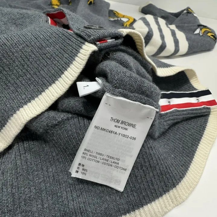 Thom Browne Thom Browne Gray Bee and Bird Pattern Cardigan Size US S / EU 44-46 / 1 - 4 Thumbnail