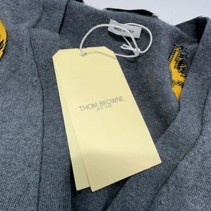 Thom Browne Thom Browne Gray Bee and Bird Pattern Cardigan Size US S / EU 44-46 / 1 - 6 Thumbnail