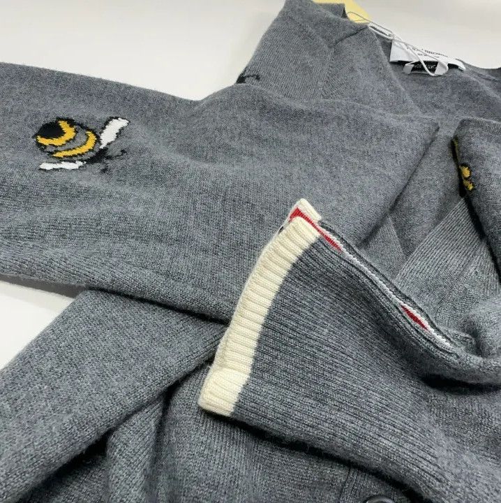 Thom Browne Thom Browne Gray Bee and Bird Pattern Cardigan Size US S / EU 44-46 / 1 - 7 Thumbnail