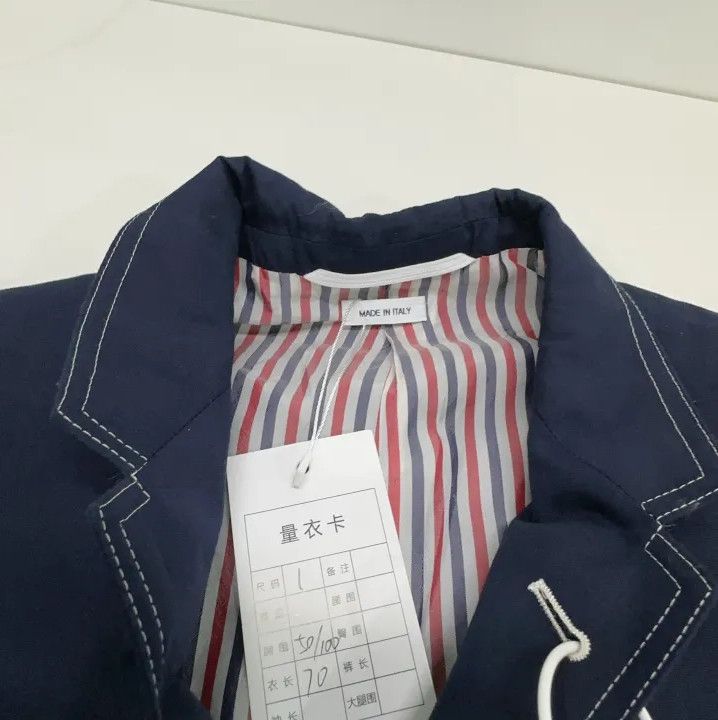 Thom Browne Thom Browne Navy Cotton Blend Suit Jacket Size US S / EU 44-46 / 1 - 10 Thumbnail