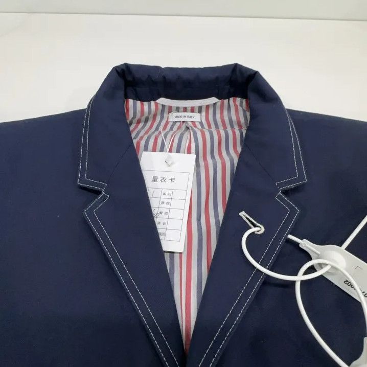 Thom Browne Thom Browne Navy Cotton Blend Suit Jacket Size US S / EU 44-46 / 1 - 8 Thumbnail