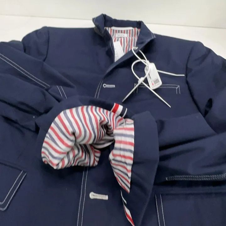 Thom Browne Thom Browne Navy Cotton Blend Suit Jacket Size US S / EU 44-46 / 1 - 11 Thumbnail