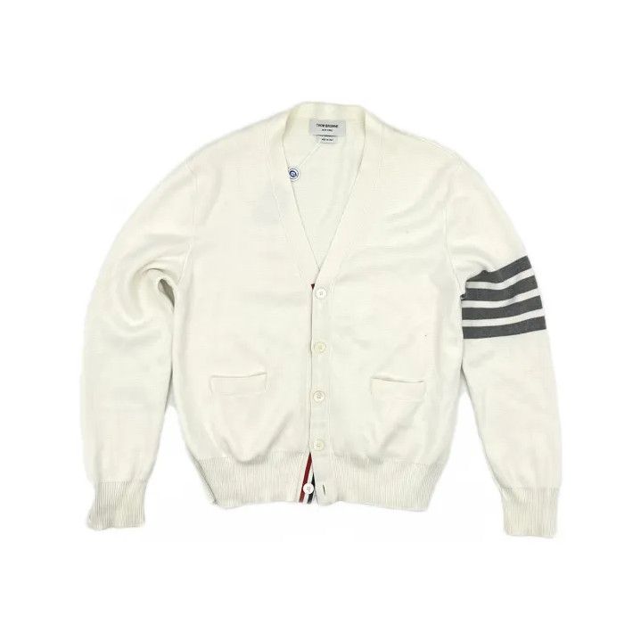 Thom Browne Thom Browne Logo Stripe V-Neck Cardigan Size US M / EU 48-50 / 2 - 2 Thumbnail