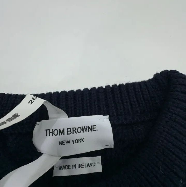 Thom Browne Thom Browne Navy Wool Sweater with Four Stripes Size US M / EU 48-50 / 2 - 5 Thumbnail