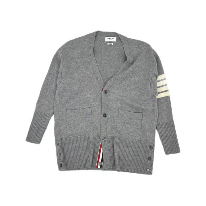 Thom Browne Thom Browne Gray Striped Wool Cardigan Size US S / EU 44-46 / 1 - 2 Thumbnail