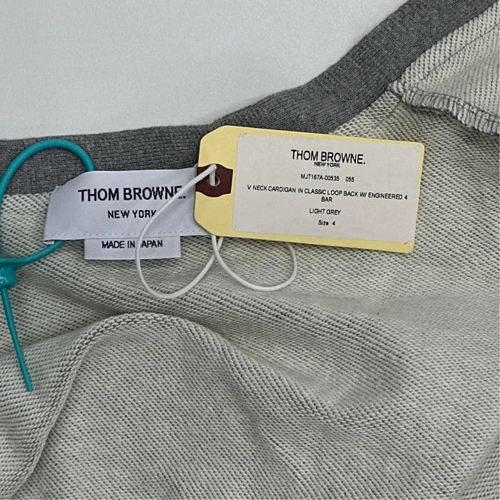 Thom Browne Thom Browne Grey V-Neck Cardigan with Stripes Size US M / EU 48-50 / 2 - 4 Thumbnail