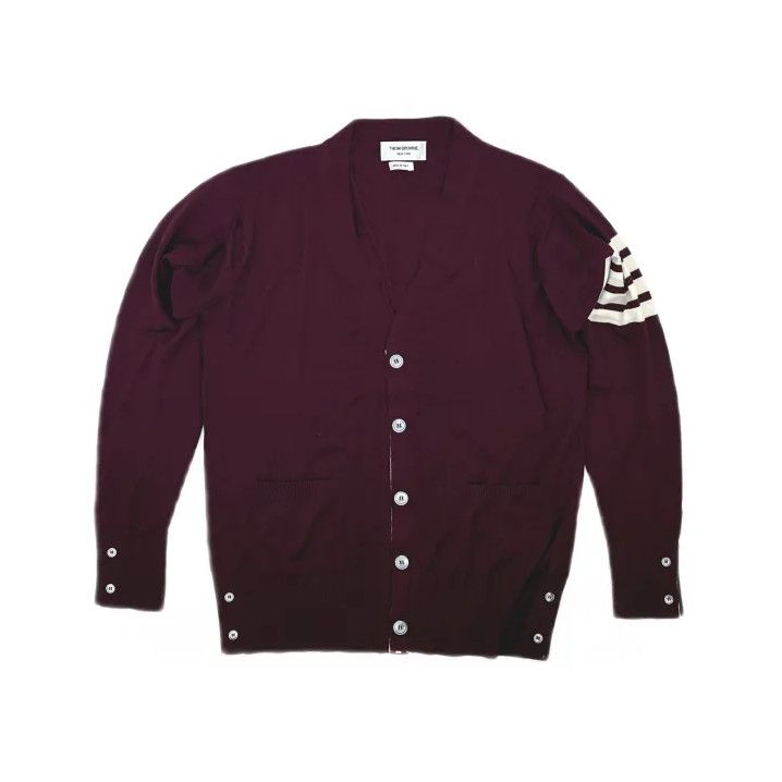Thom Browne Thom Browne Red Striped Merino Wool Cardigan Size US M / EU 48-50 / 2 - 2 Thumbnail