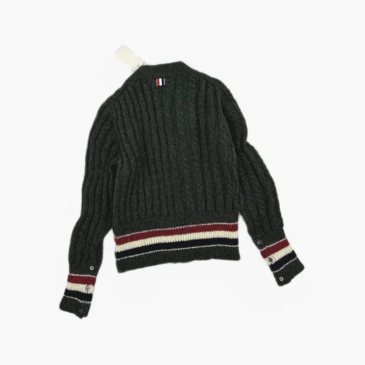 Thom Browne Thom Browne V-Neck Wool Sweater in Dark Green Size US S / EU 44-46 / 1 - 3 Thumbnail