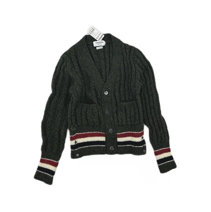 Thom Browne Thom Browne V-Neck Wool Sweater in Dark Green Size US S / EU 44-46 / 1 - 2 Thumbnail