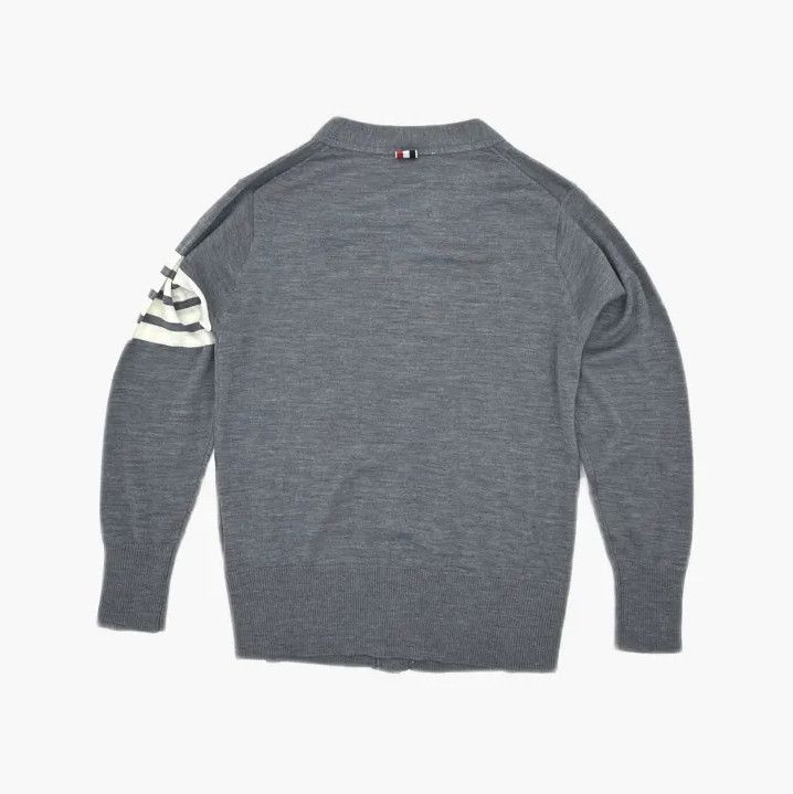 Thom Browne Thom Browne Gray V-Neck Wool Cardigan Size US S / EU 44-46 / 1 - 3 Thumbnail