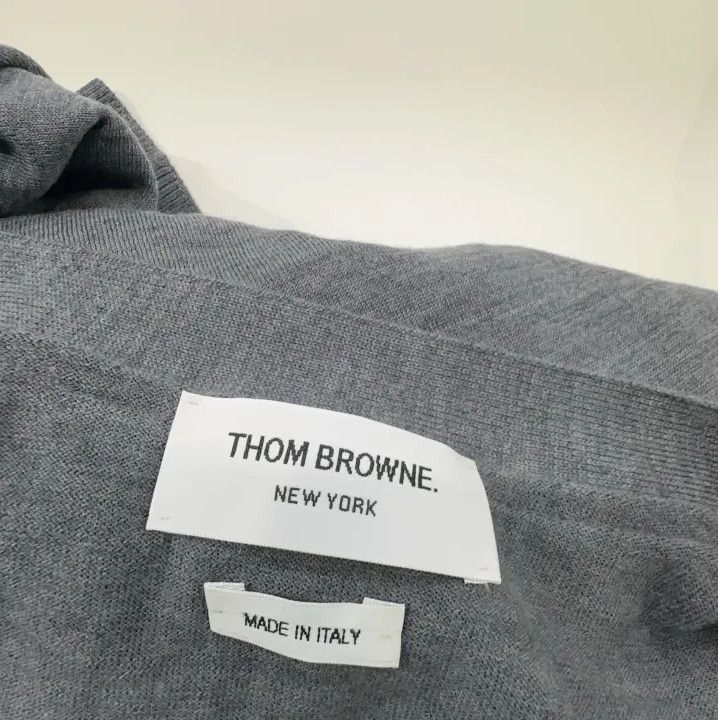 Thom Browne Thom Browne Gray V-Neck Wool Cardigan Size US S / EU 44-46 / 1 - 5 Thumbnail