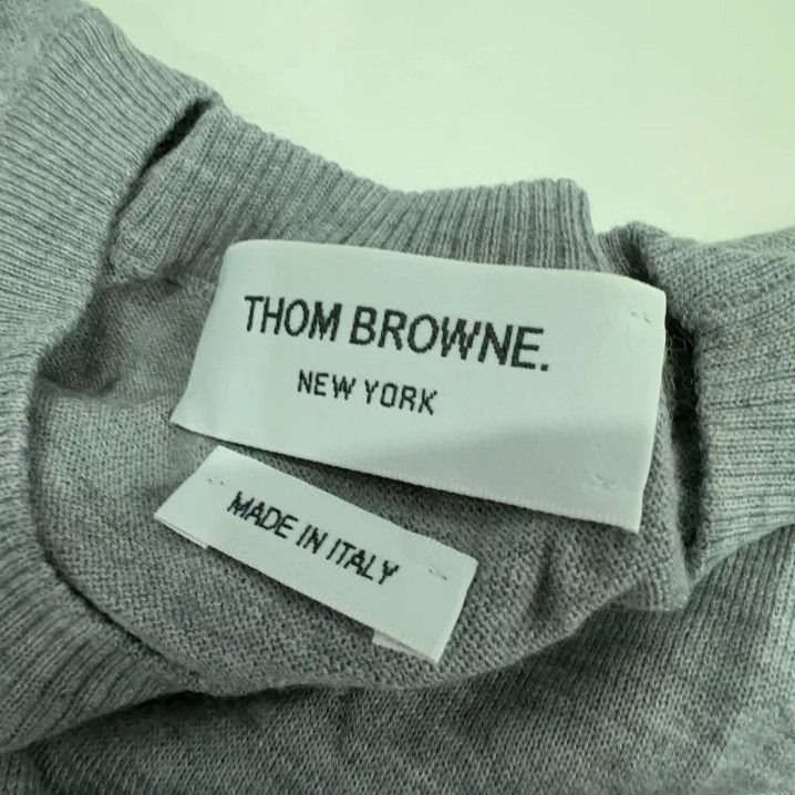 Thom Browne Thom Browne Gray Wool Sweater with Stripe Detail Size US M / EU 48-50 / 2 - 6 Thumbnail