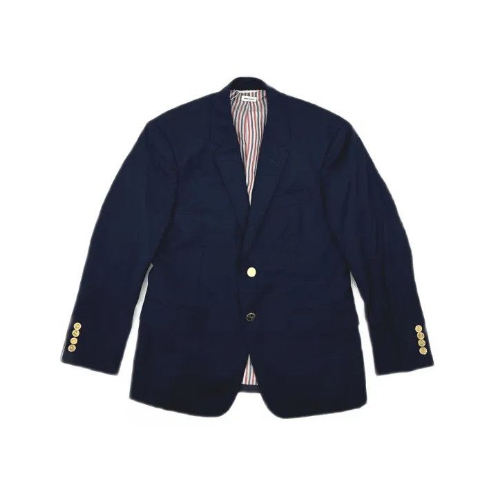 Thom Browne Thom Browne Navy Blue Single Breasted Blazer Size US M / EU 48-50 / 2 - 2 Thumbnail