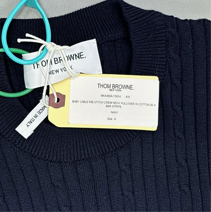 Thom Browne Thom Browne Navy Classic Sweater with Stripes Size US M / EU 48-50 / 2 - 2 Thumbnail
