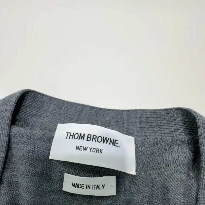 Thom Browne Thom Browne Gray V-Neck Wool Cardigan Sweater Size US M / EU 48-50 / 2 - 4 Thumbnail
