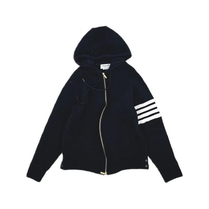 Thom Browne Thom Browne Classic Navy Blue Hoodie with Stripes Size US L / EU 52-54 / 3 - 2 Thumbnail