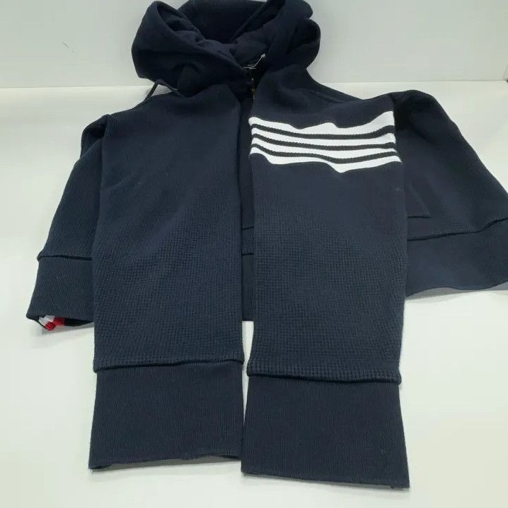 Thom Browne Thom Browne Classic Navy Blue Hoodie with Stripes Size US L / EU 52-54 / 3 - 13 Thumbnail