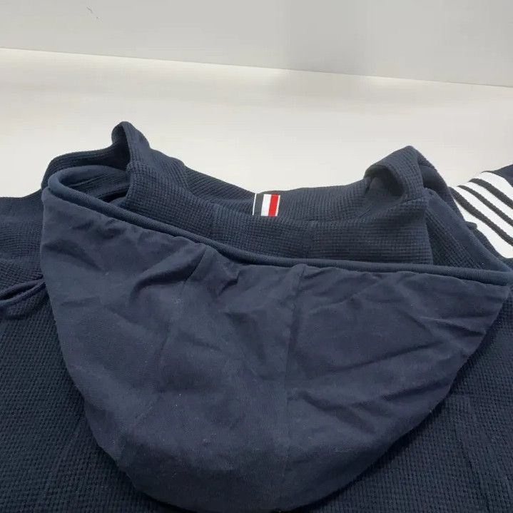 Thom Browne Thom Browne Classic Navy Blue Hoodie with Stripes Size US L / EU 52-54 / 3 - 8 Thumbnail