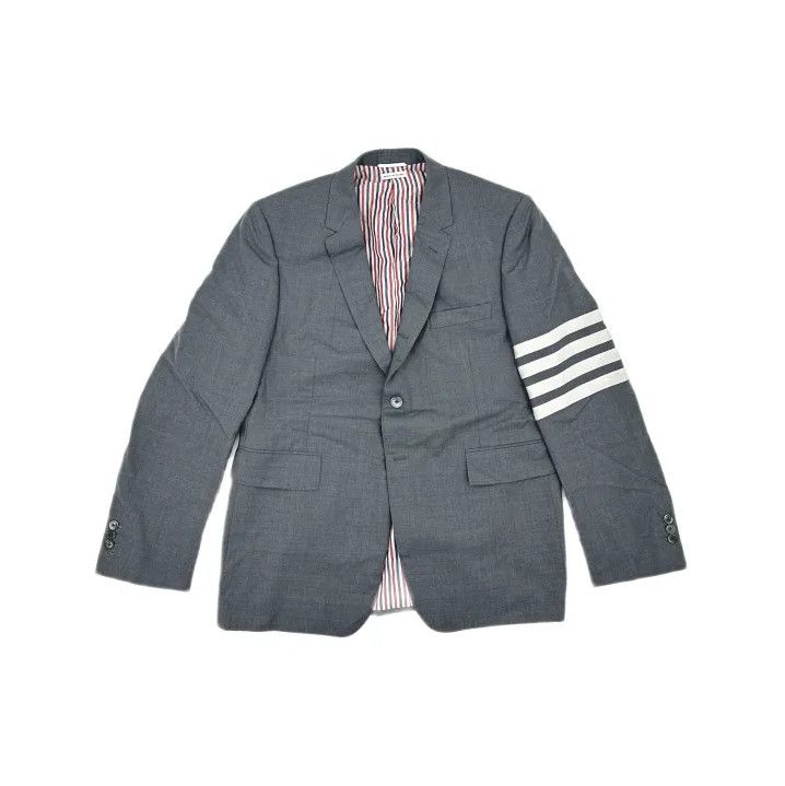 Thom Browne Thom Browne Grey Wool Blazer with Stripes Size US M / EU 48-50 / 2 - 2 Thumbnail