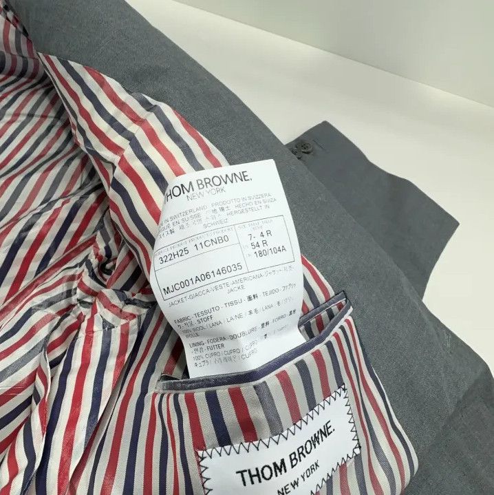 Thom Browne Thom Browne Grey Wool Blazer with Stripes Size US M / EU 48-50 / 2 - 5 Thumbnail