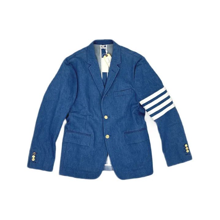 Thom Browne Thom Browne Blue Single Button Blazer for Men Size US S / EU 44-46 / 1 - 2 Thumbnail