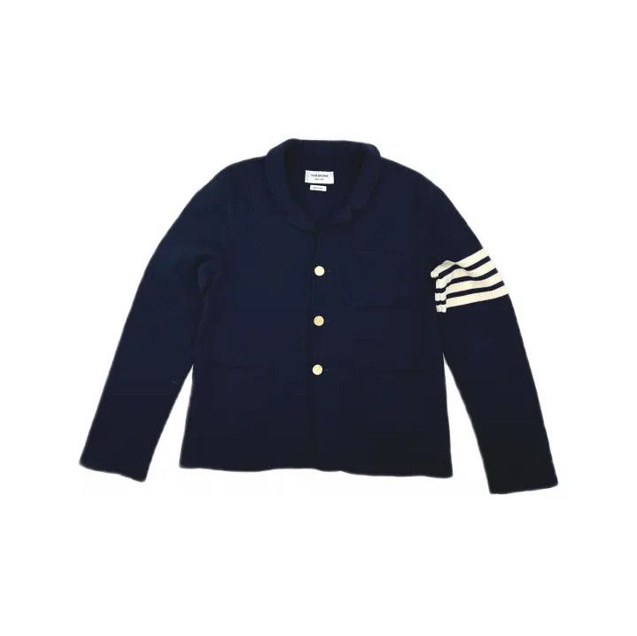 Thom Browne Thom Browne Navy Wool Jacket with Stripes Size US M / EU 48-50 / 2 - 2 Thumbnail