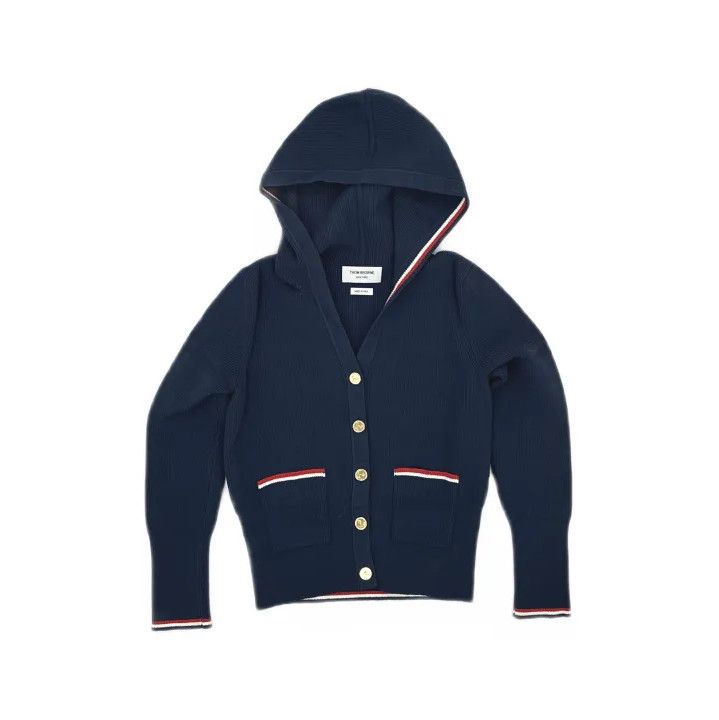 Thom Browne Thom Browne Hooded Knit Cardigan in Navy Size US M / EU 48-50 / 2 - 2 Thumbnail