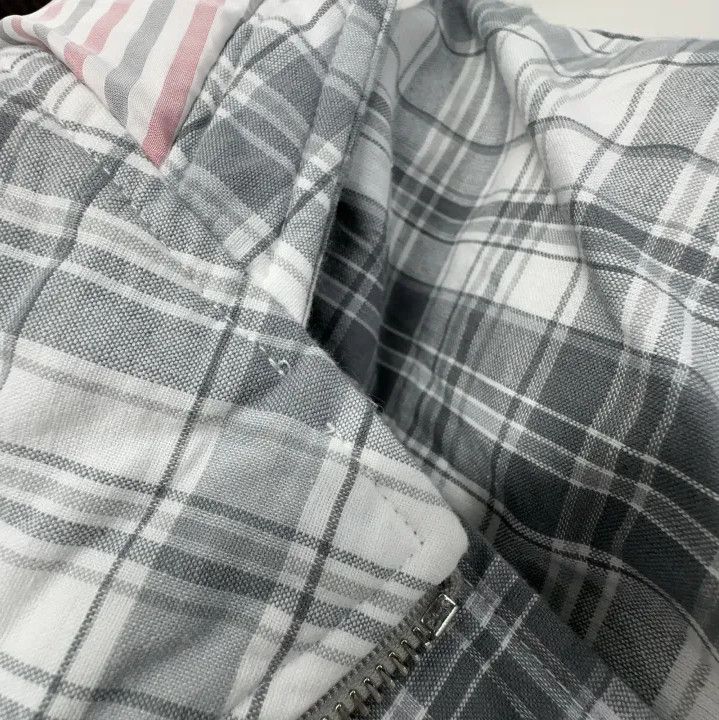 Thom Browne Thom Browne Gray Plaid Short-Length Down Jacket Size US S / EU 44-46 / 1 - 8 Thumbnail