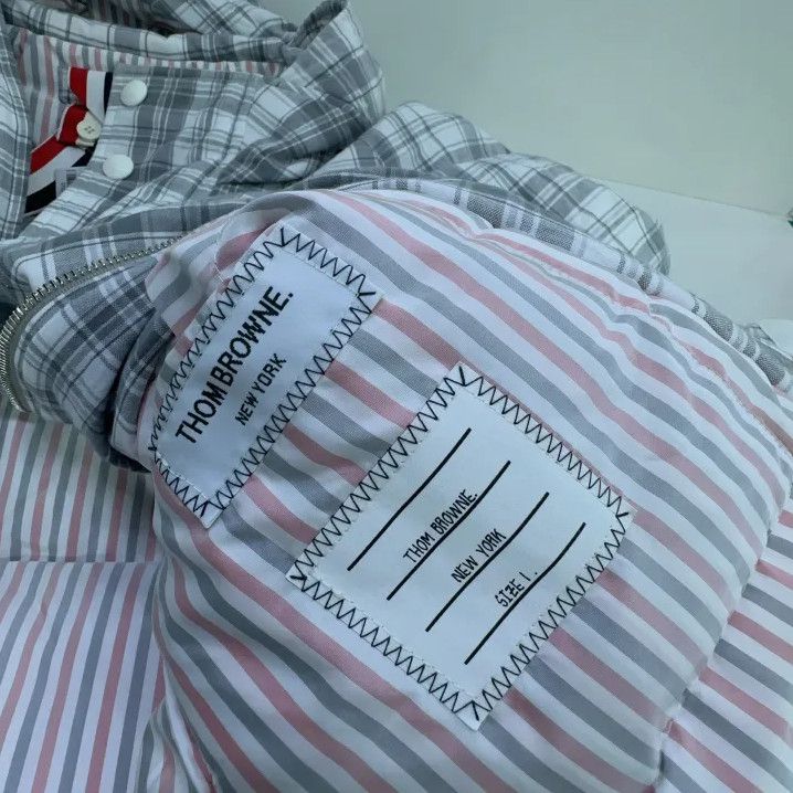 Thom Browne Thom Browne Grey Check Short Down Jacket Size US S / EU 44-46 / 1 - 4 Thumbnail